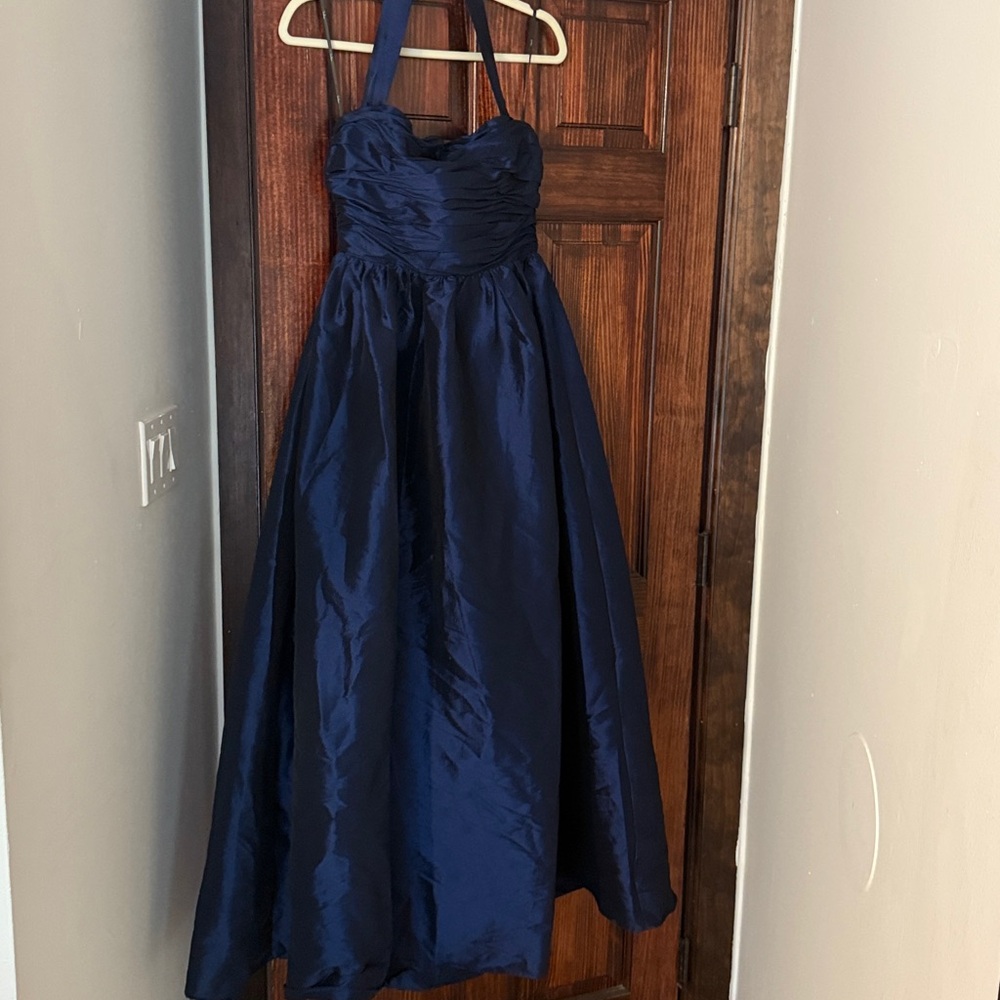 Rani Navy Taffeta Halter Maxi Dress LuLus - Picture 3 of 6